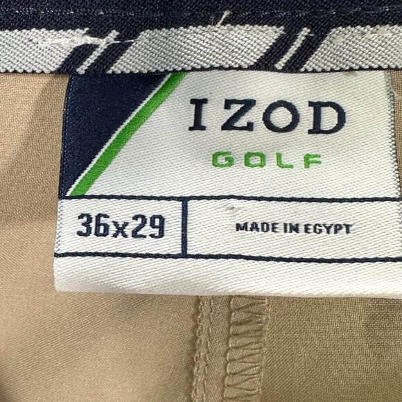 Izod Golf Pants Mens 36 Beige Stretch Flat Front Pockets Logo Straight Leg - Picture 9 of 11